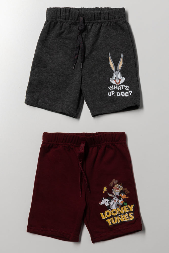 Looney Tunes 2 Pack Shorts Burgundy And Dark Grey