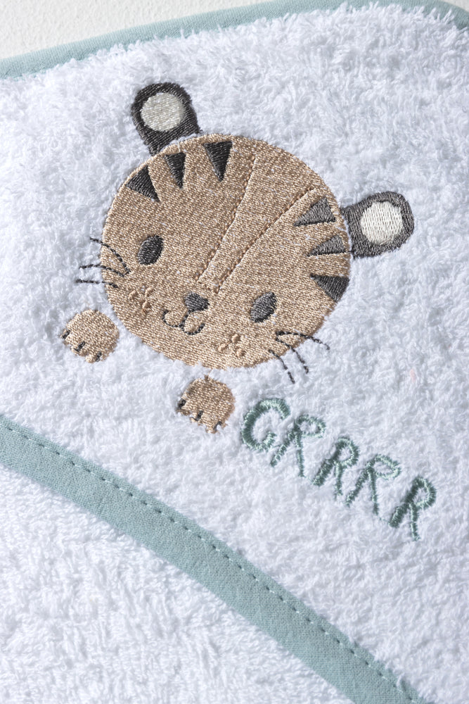 Tiger And Friends Hooded Towel Blue And White (1)
