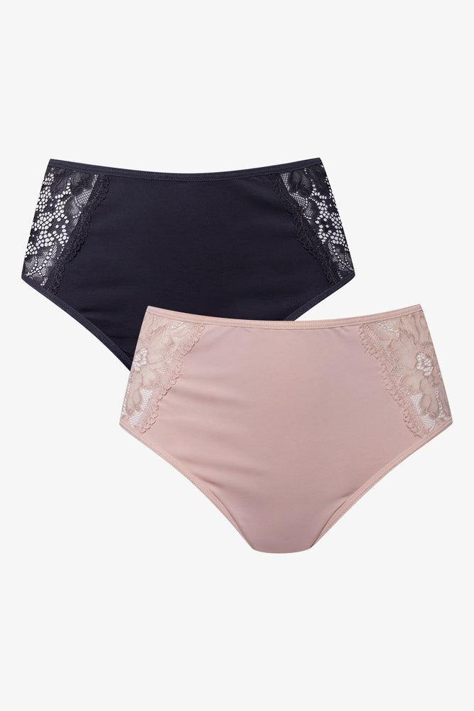 2 Pack Lace Briefs Black And Light Pink