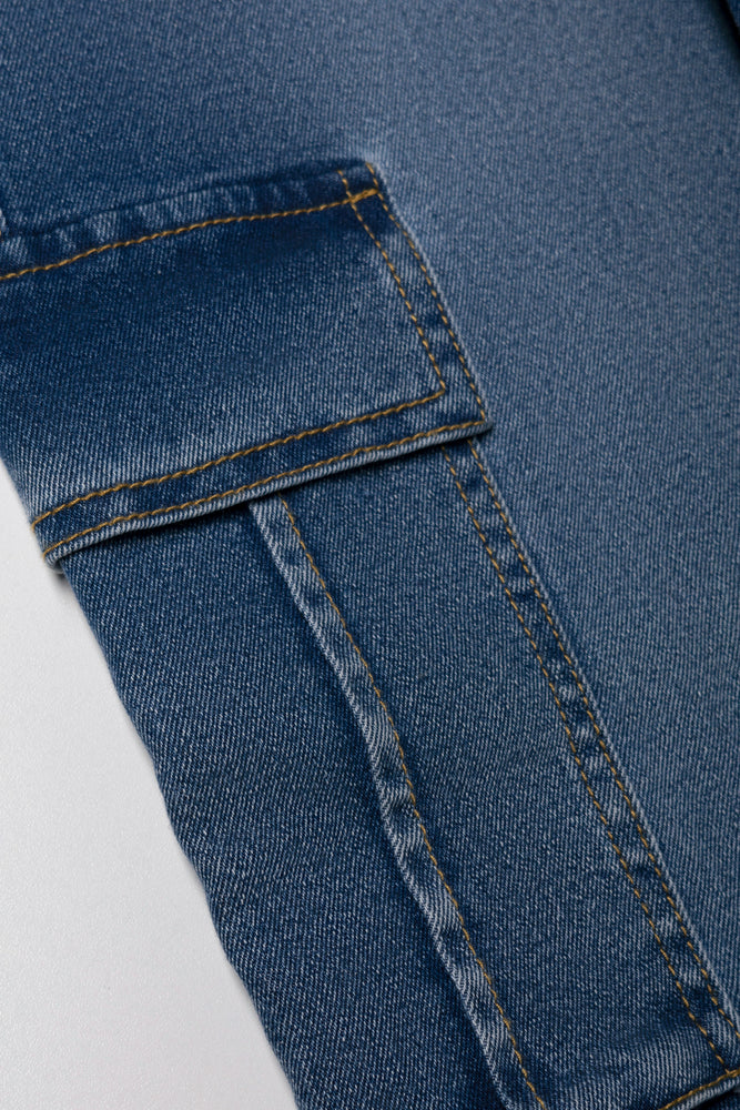 Cargo Straight Leg Denim Jeans Blue (1)