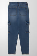 Cargo Straight Leg Denim Jeans Blue (2)