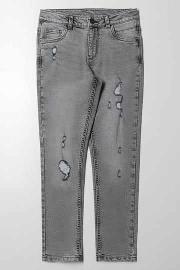 Ripped Denim Jeans Grey