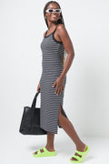 Stripe Bodycon Dress Black And White (1)