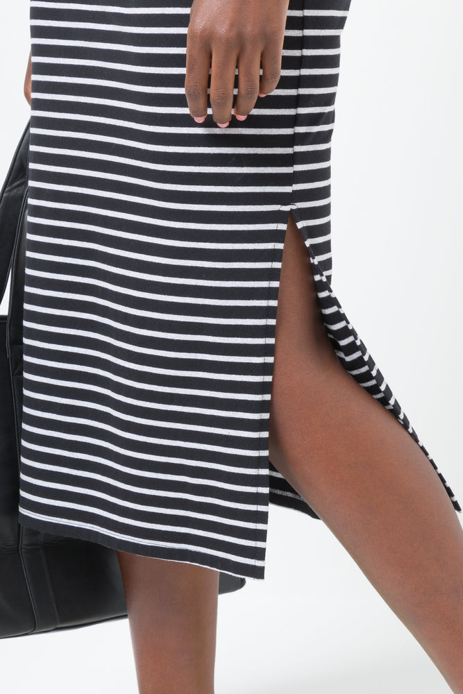Stripe Bodycon Dress Black And White (3)