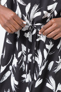 Belted Boatneck Shift Dress Black (3)