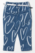 Heart Printed Denim Pants (2)