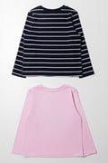 2 Pack Long Sleeve T-Shirt Pink & Navy (3)
