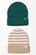 2 Pack Beanies Green And Natural