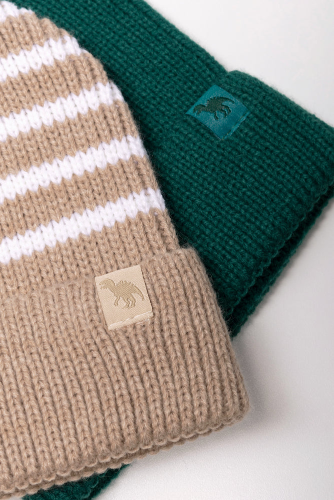 2 Pack Beanies Green And Natural (1)