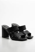 Mule Heeled Sandal Black