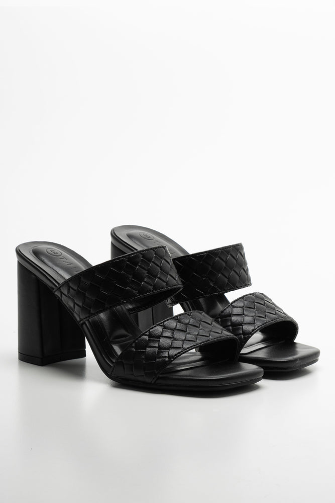 Mule Heeled Sandal Black