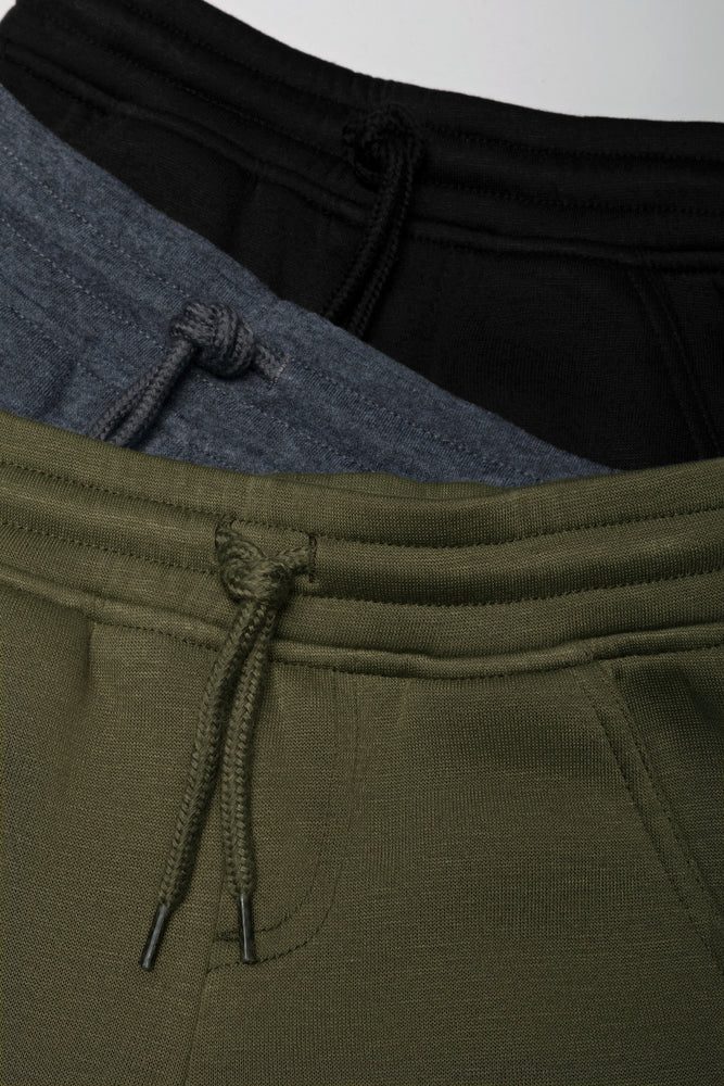 3 Pack Trackpants Black, Dark Grey And Green
