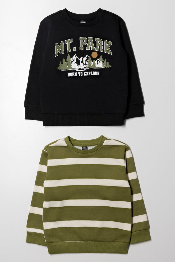 2 Pack Crew Neck Tracktops Black And Green