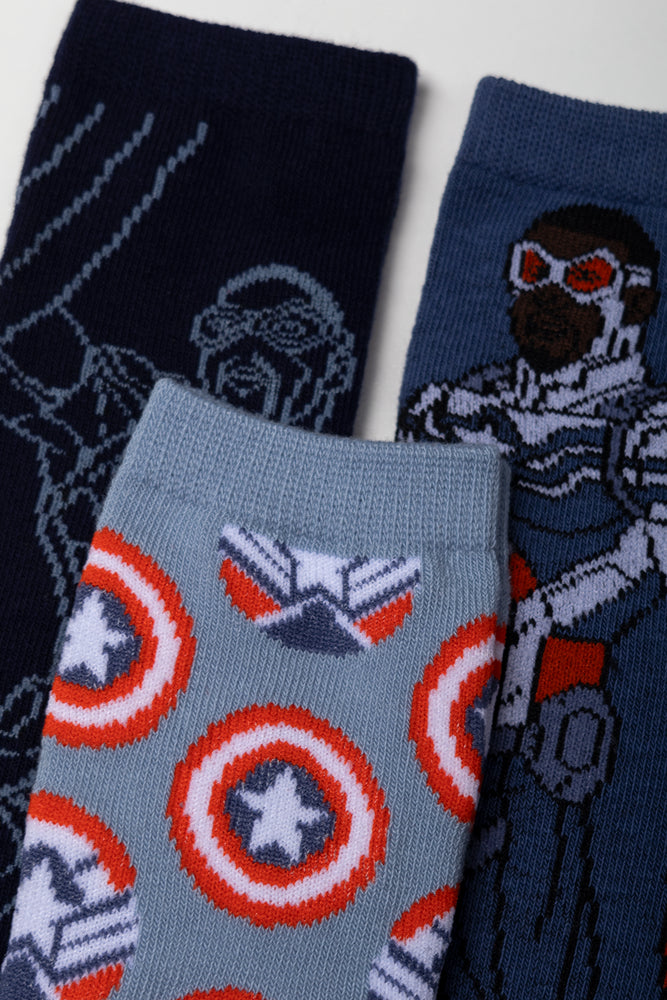 Captain America 3 Pack Socks Navy