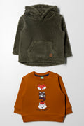2 Pack Track Tops Green And Burnt Orange