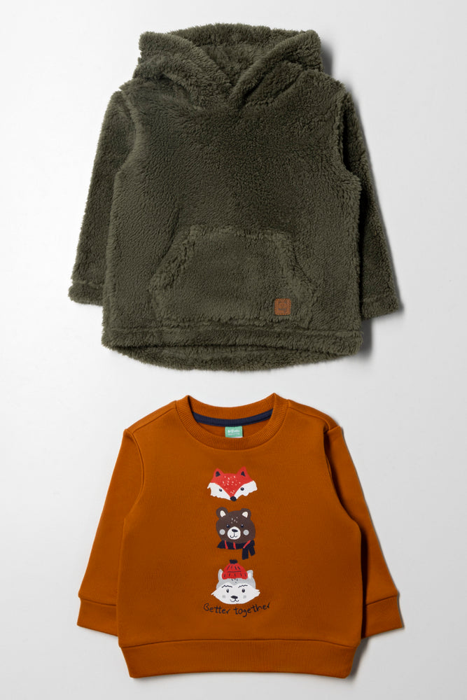 2 Pack Track Tops Green And Burnt Orange