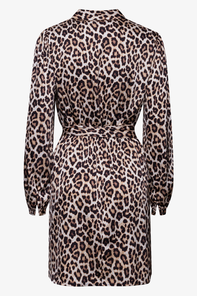 Satin Shirt Dress Leopard