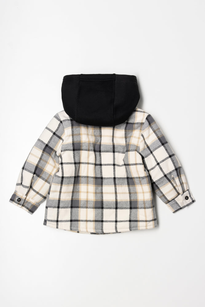 Hooded Shacket Black And Natural (2)