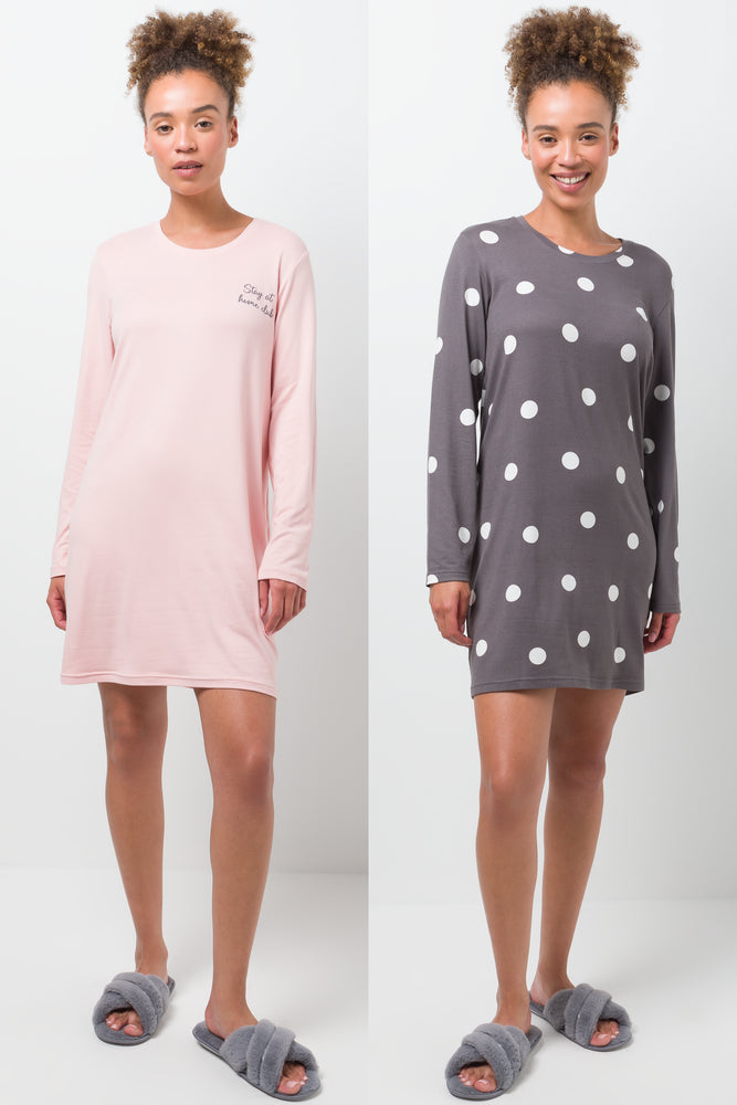 2 Pack Sleepshirts Pink And Grey