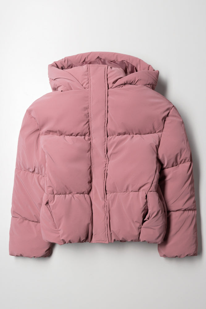 Hooded Puffer Jacket Pink