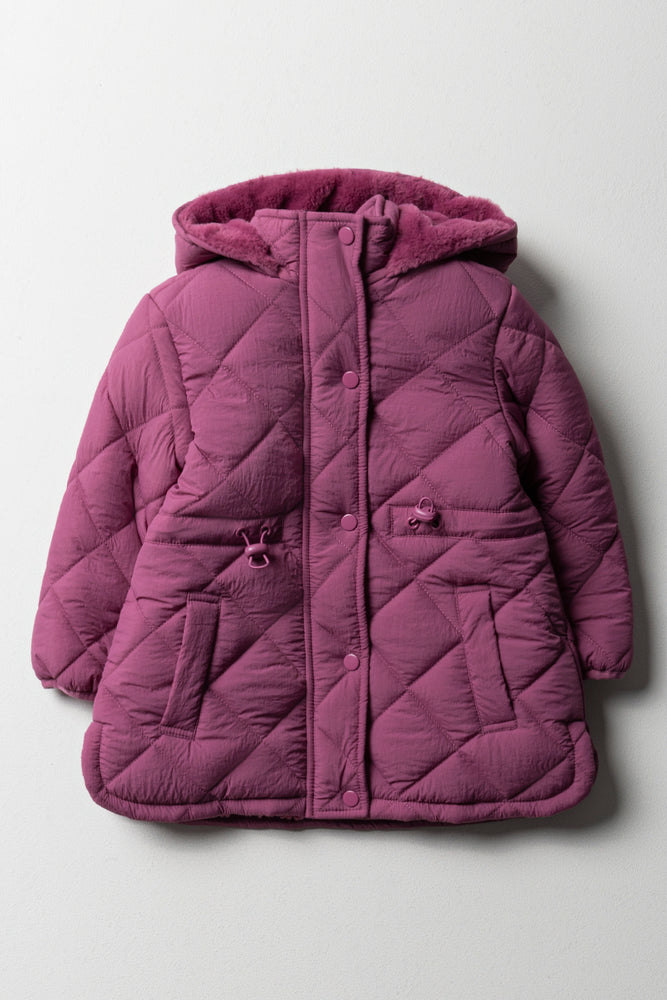 Diamond Quilt Coat Purple