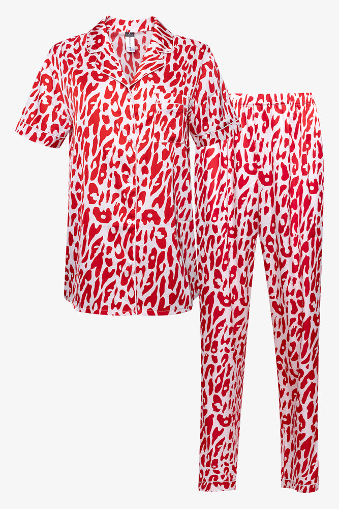 Short Sleeve Button Through Pyjama Red (1)