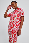 Short Sleeve Button Through Pyjama Red