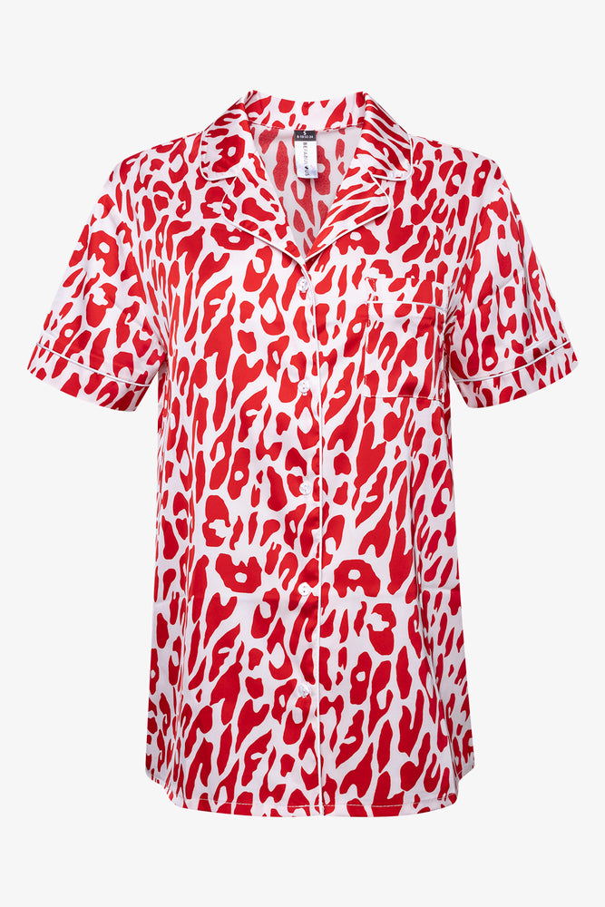 Short Sleeve Button Through Pyjama Red (2)