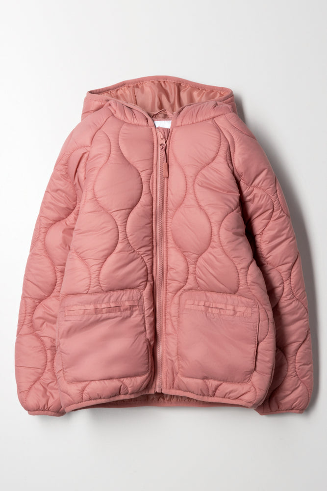 Hooded Puffer Jacket Pink
