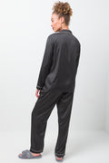 Long Sleeve Button Through Pyjamas Black (2)