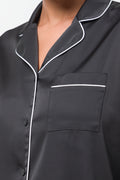 Long Sleeve Button Through Pyjamas Black (3)