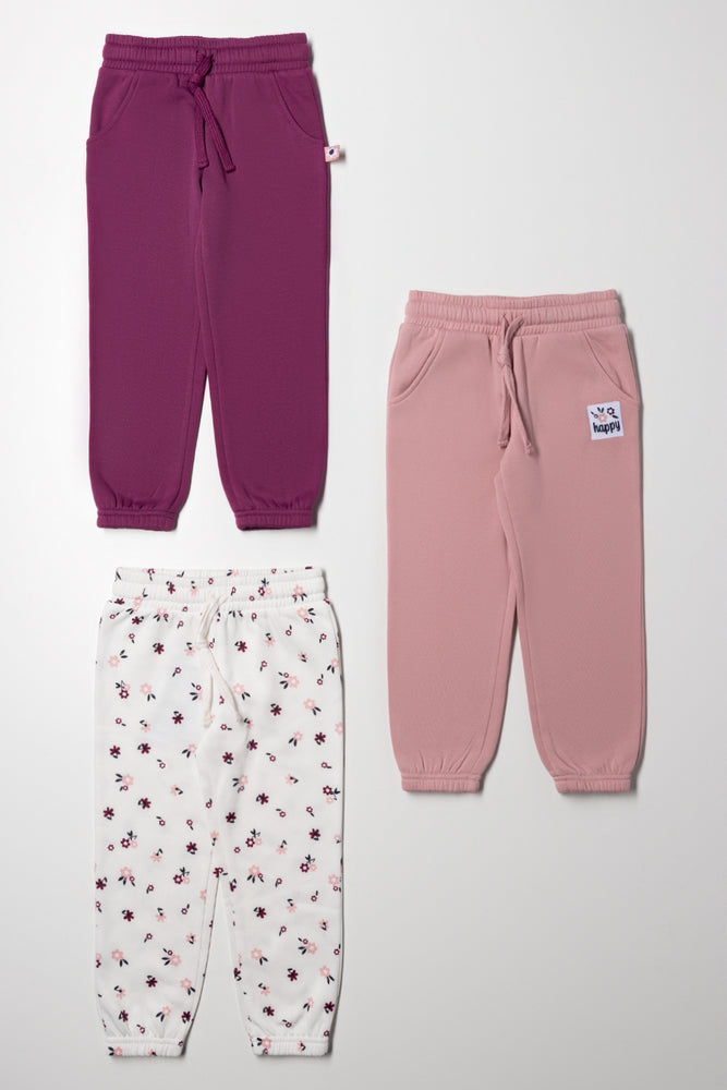 3 Pack Track Pants Pink