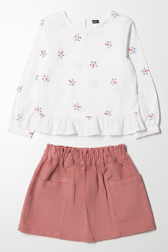 Shirt & Skirt Set White
