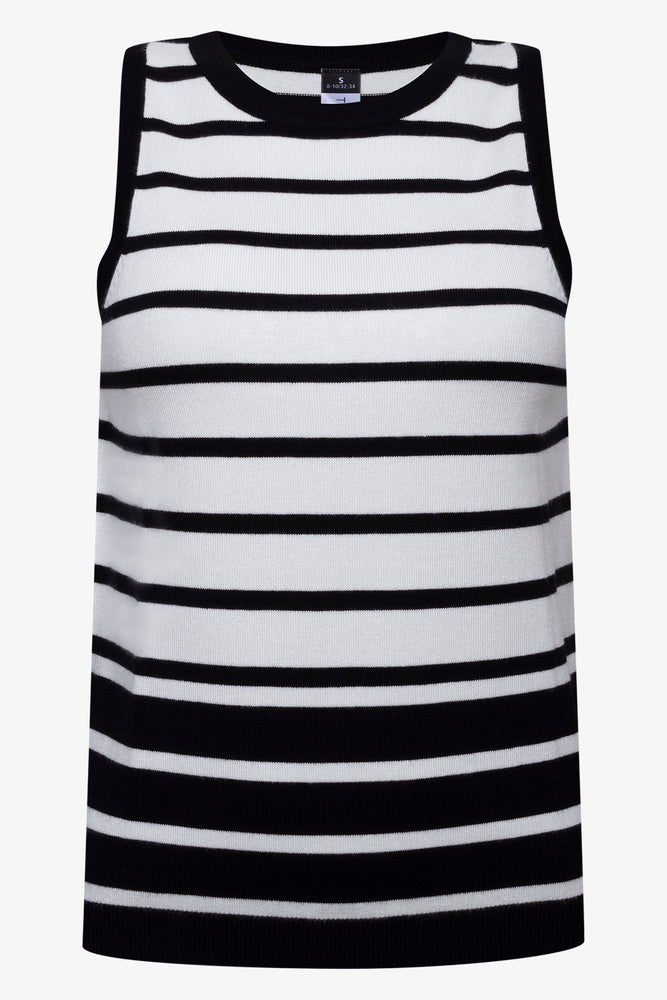 Sleeveless Stripe Knitwear Black and White