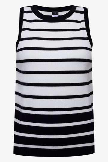 Sleeveless Stripe Knitwear Black and White