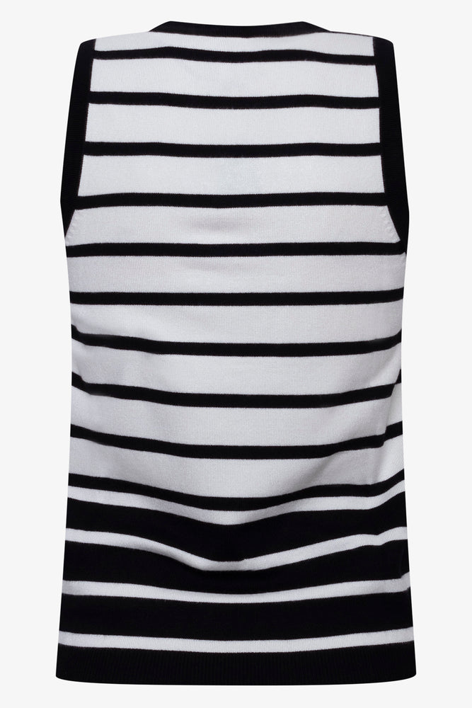 Sleeveless Stripe Knitwear Black and White (1)