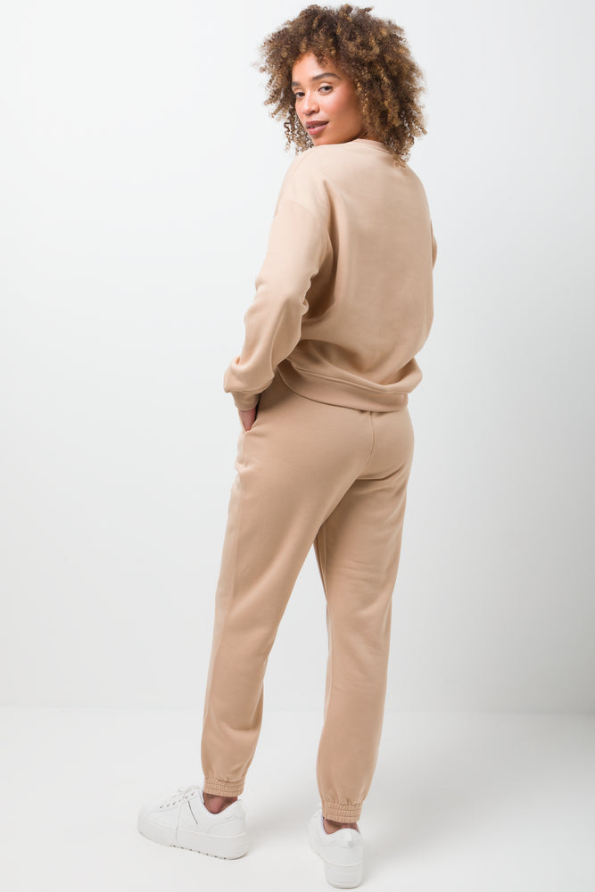 Basic Crew Neck Fleece Top Neutral (2)