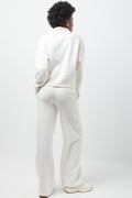 Wide Leg Fleece Pants Cream (3)