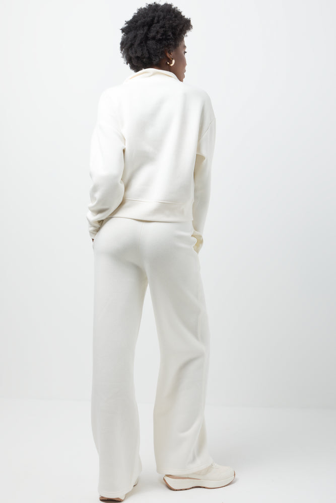Wide Leg Fleece Pants Cream (3)