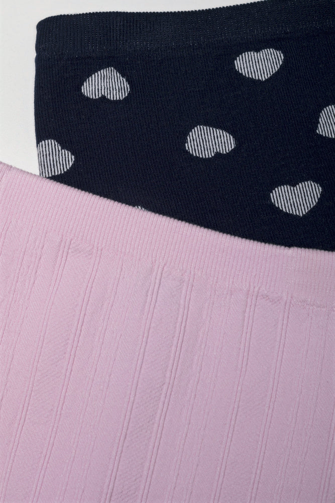2 Pack Cable Knit Leggings Navy & Pink