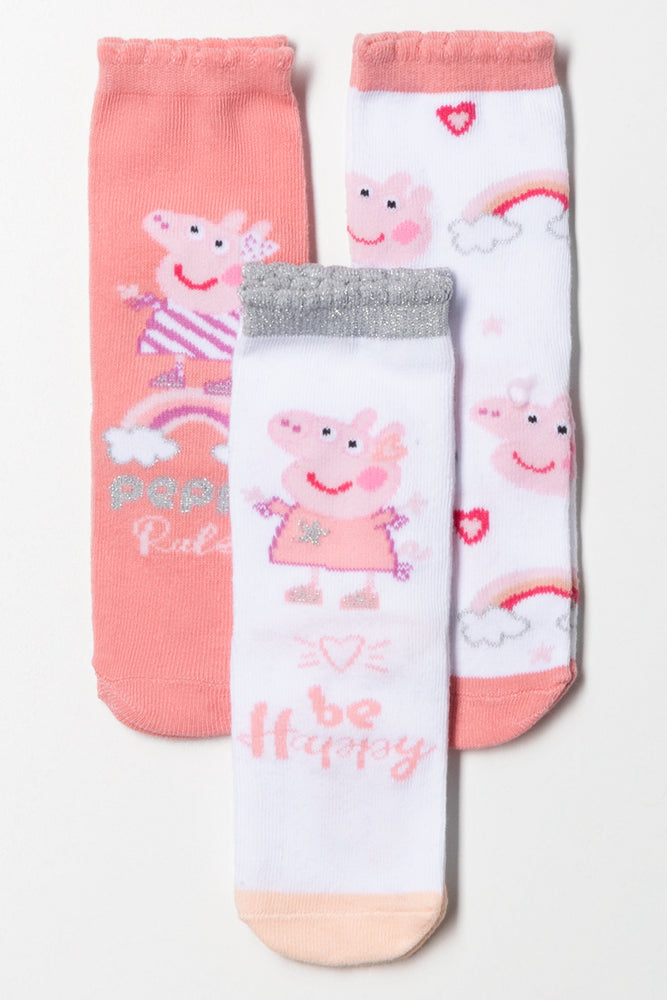 3 Pack Anklet Socks Peppa Pig Pink
