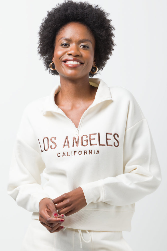 Quater Zip Fleece Top Cream