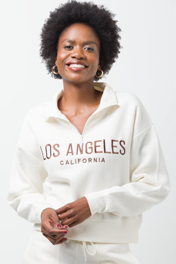 Quater Zip Fleece Top Cream