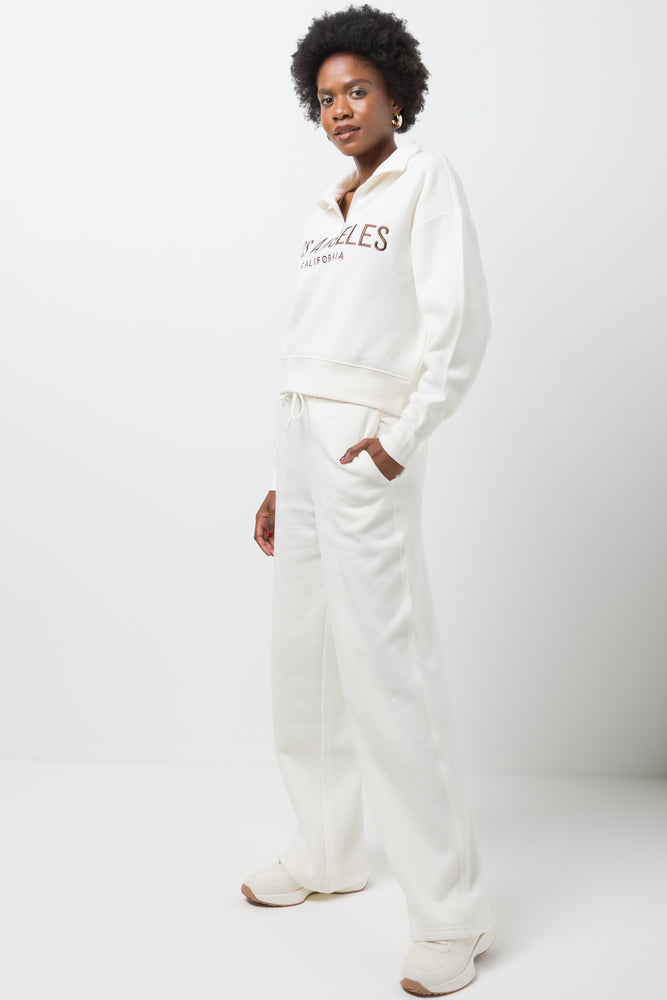 Quater Zip Fleece Top Cream (1)