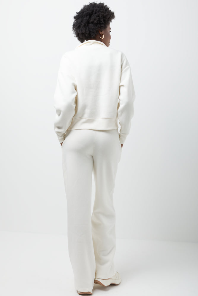 Quater Zip Fleece Top Cream (2)