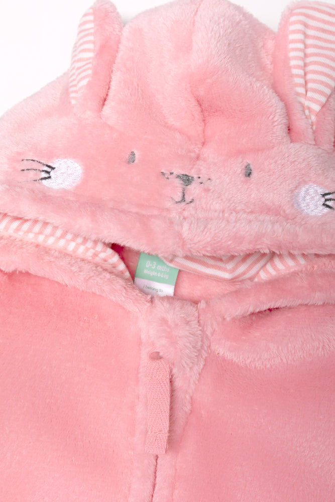 Fleece Bunny Babygrow Pink