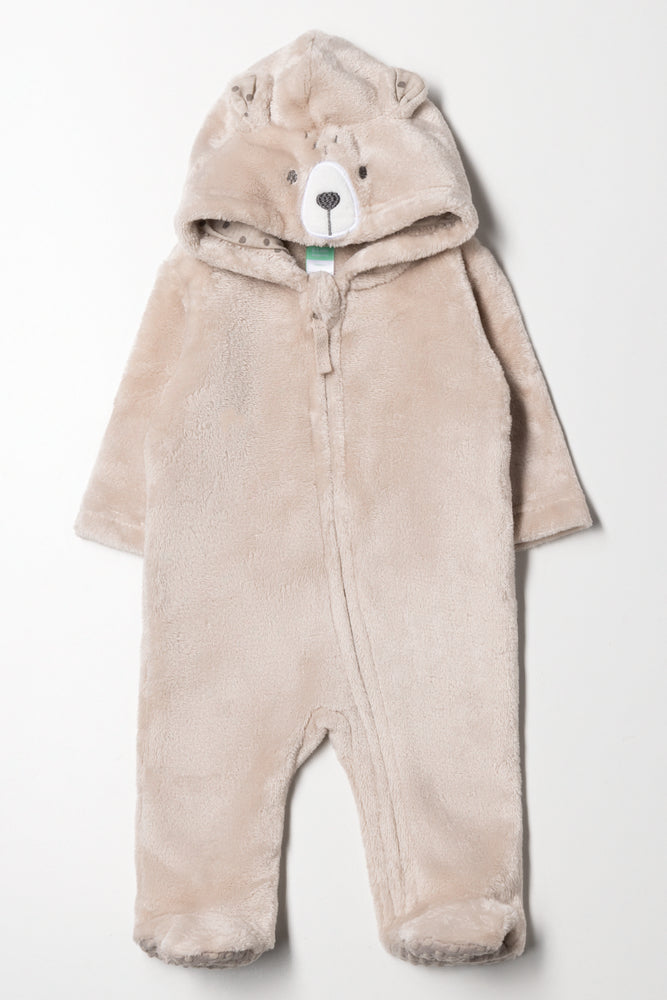 Fleece Bear Babygrow Natural