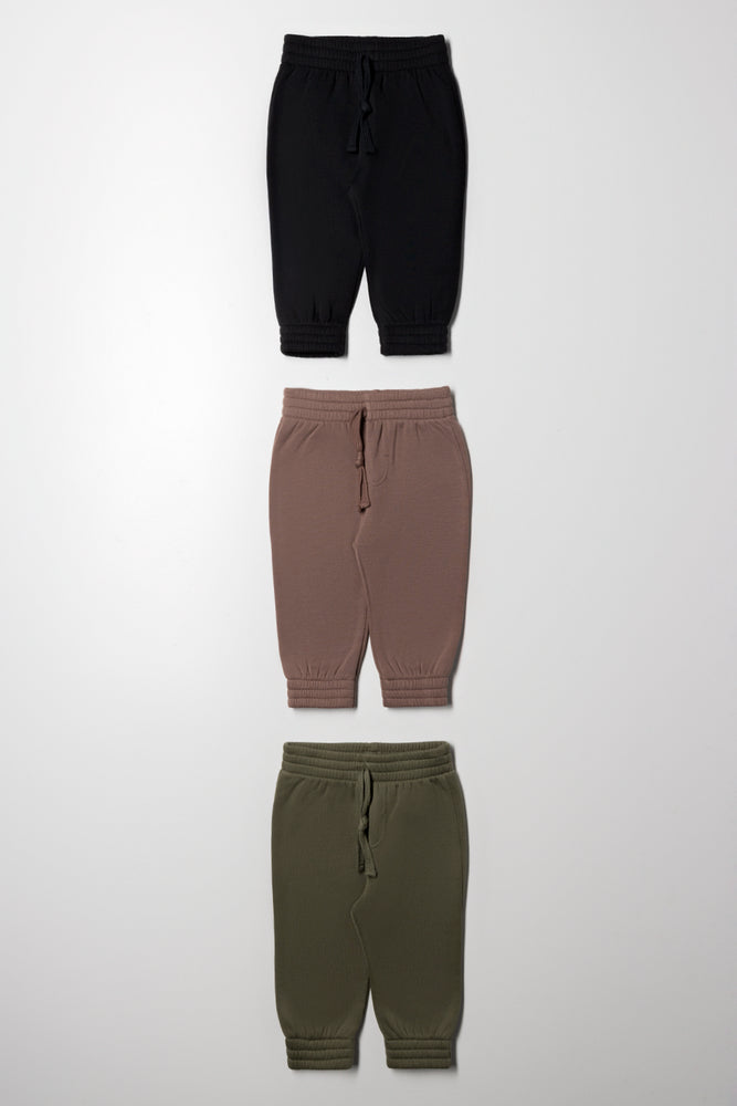 3 Pack Track Pants Green, Natural And Black
