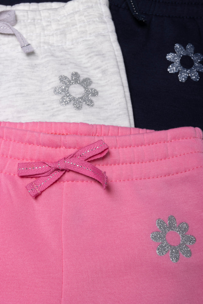 3 Pack Track Pants Navy, Grey & Pink
