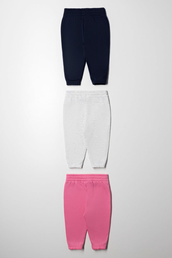 3 Pack Track Pants Navy, Grey & Pink (2)